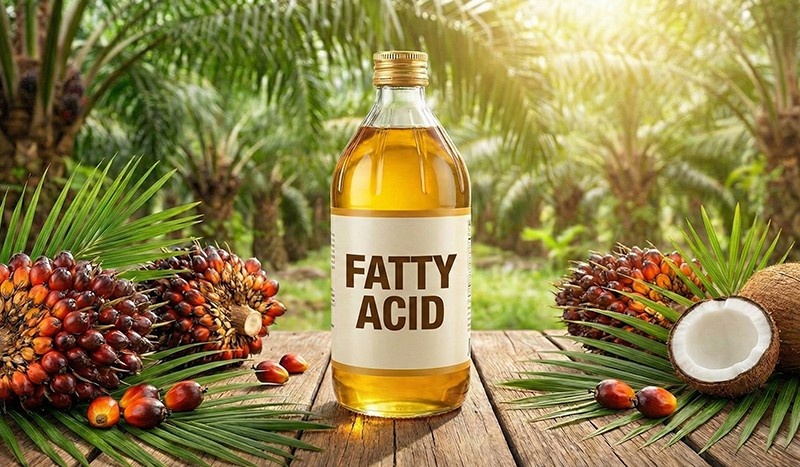 Fatty acid from natural tropical palm oil by MBLion Oleochemicals produced using advanced processing technology with certified quality standards