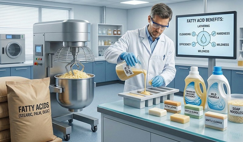 Fatty acids in soap and detergent manufacturing by MBLion Oleochemicals Malaysia Indonesia with daily prices oleochemicals and market trends improving lathering cleansing and efficiency